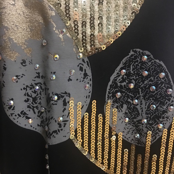 MEGI Collection black embellished top size L - Picture 2 of 6